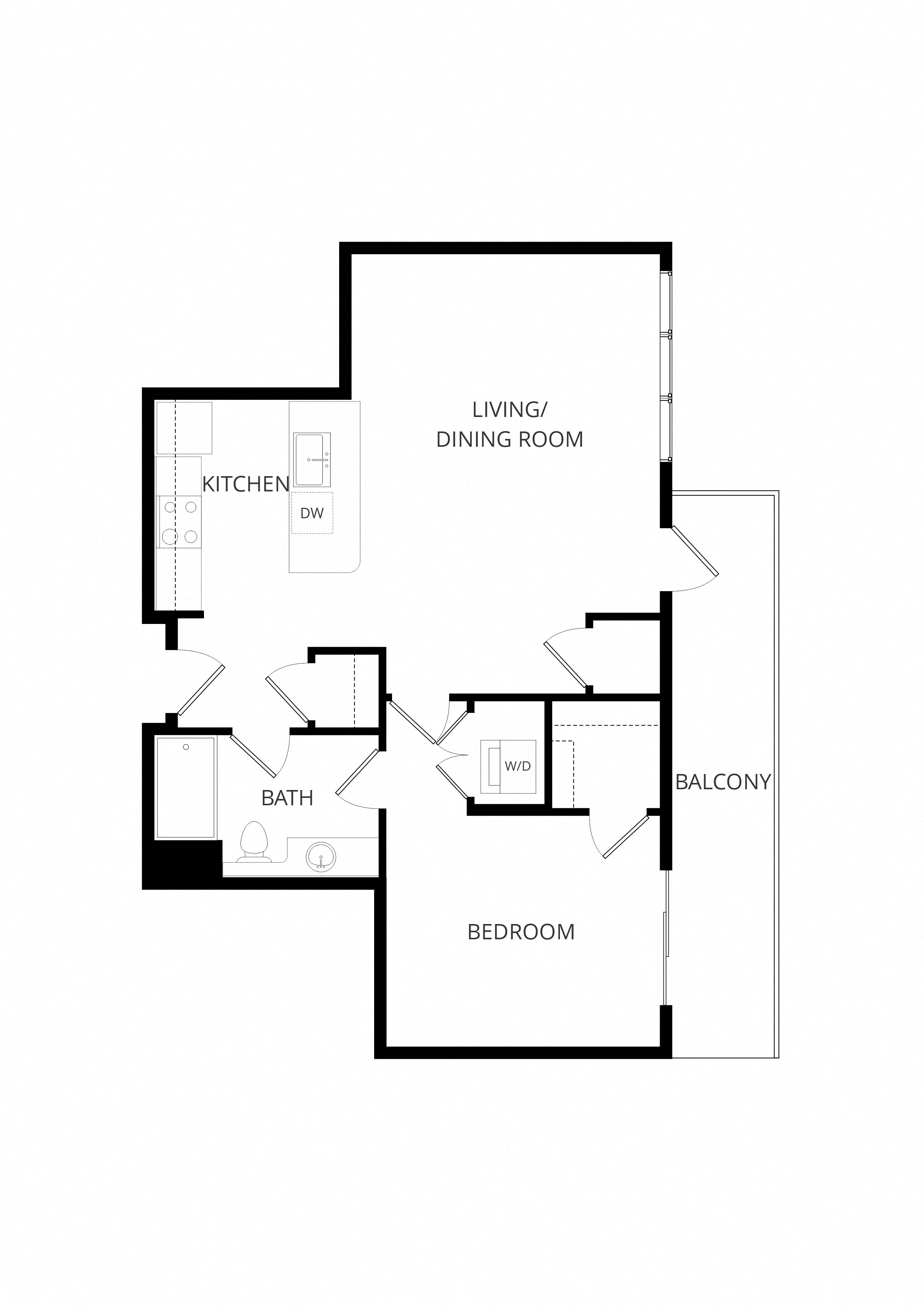 B9 1x1 floor plan